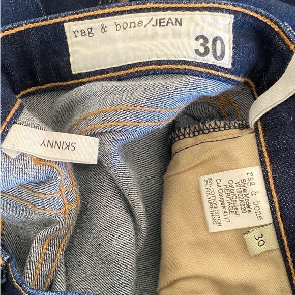 Rag & Bone High Rise Heritage Dark Blue Wash Skinny Jeans Sz 30 - Picture 13 of 16